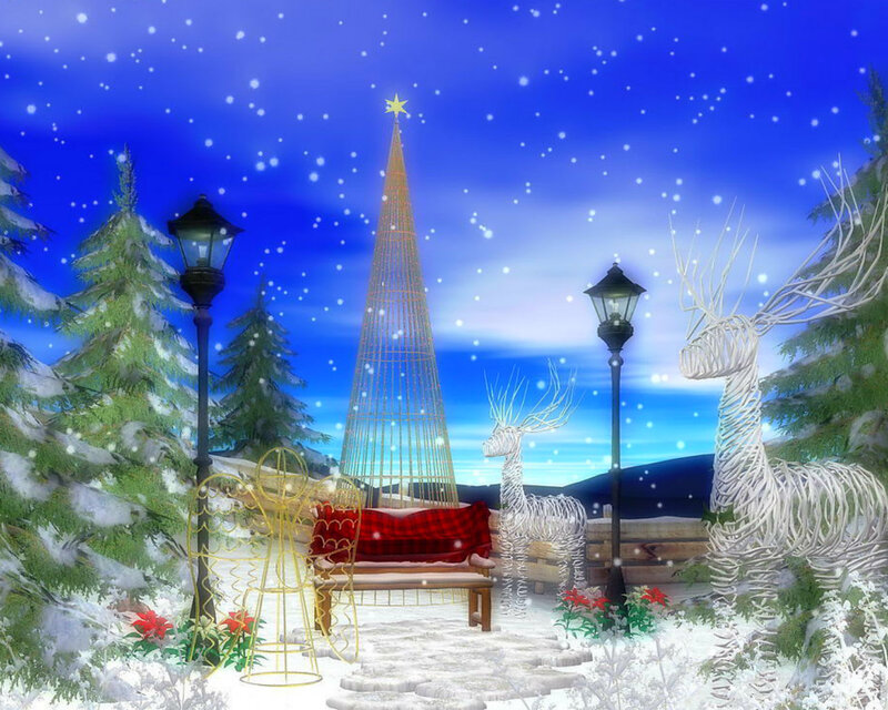 Snowy Christmas Scene — Blue
