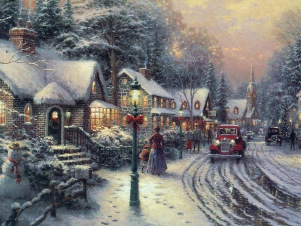 Snowy Christmas Town Scene
