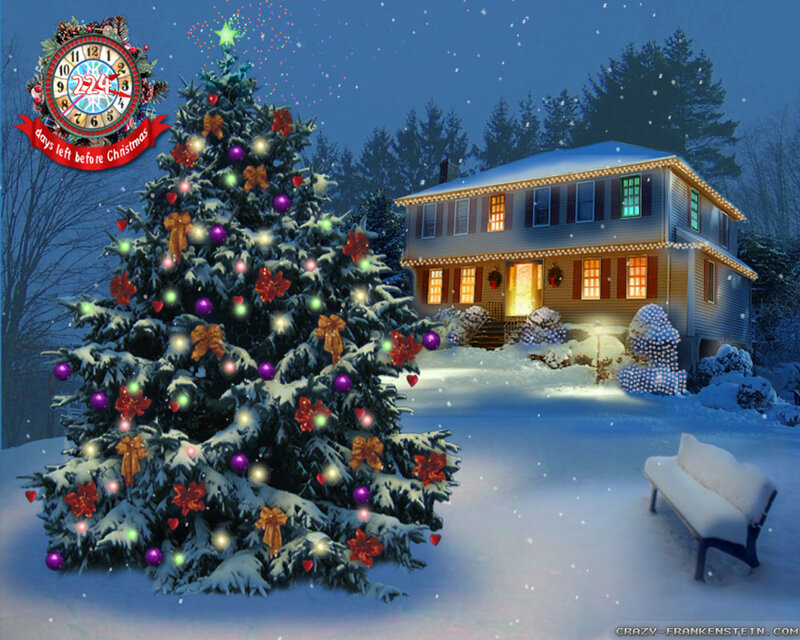 Snowy Christmas Tree — Blue, Festive, Night