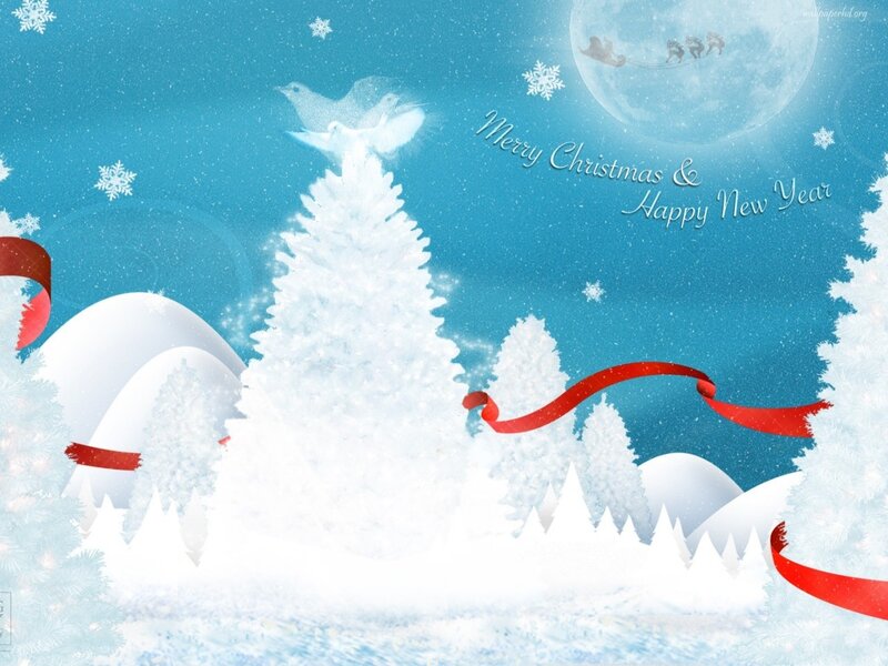 Snowy Christmas Tree — Blue, Festive