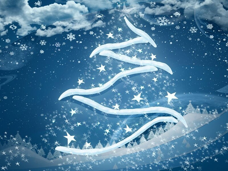 Snowy Christmas Tree — Blue