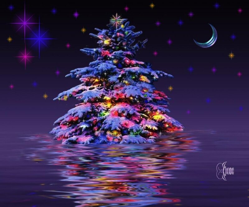 Snowy Christmas Tree — Purple