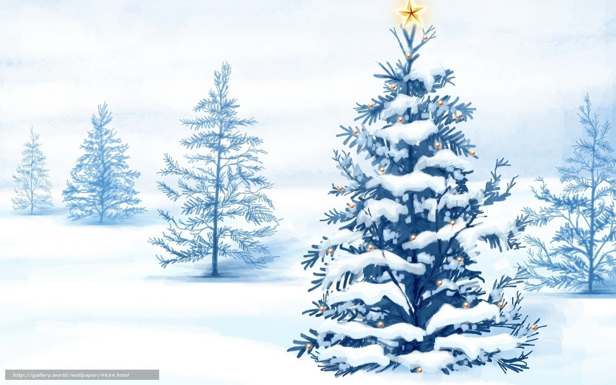 Snowy Christmas tree scene