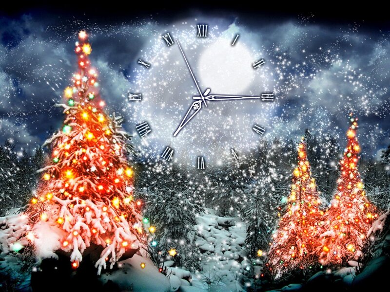 Snowy Christmas Trees — White