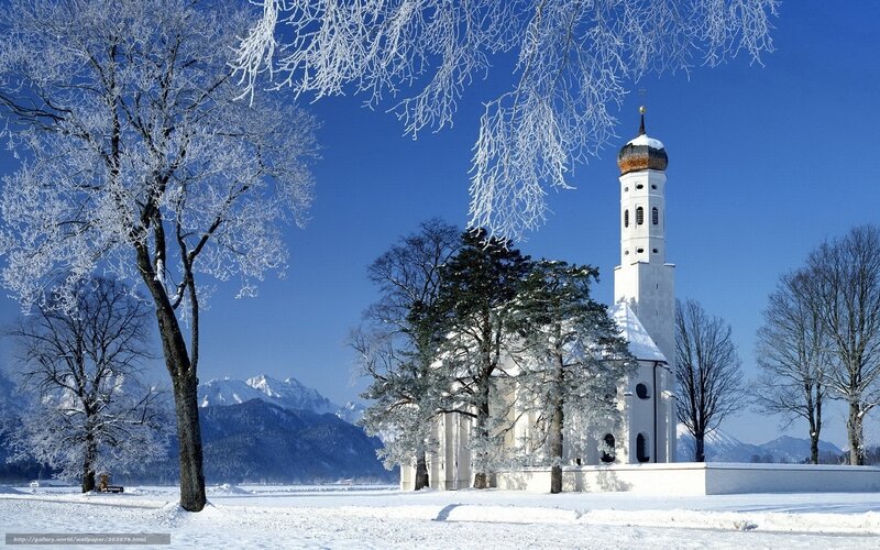 Snowy church in Bavaria