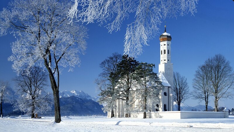 Snowy church in Bavaria