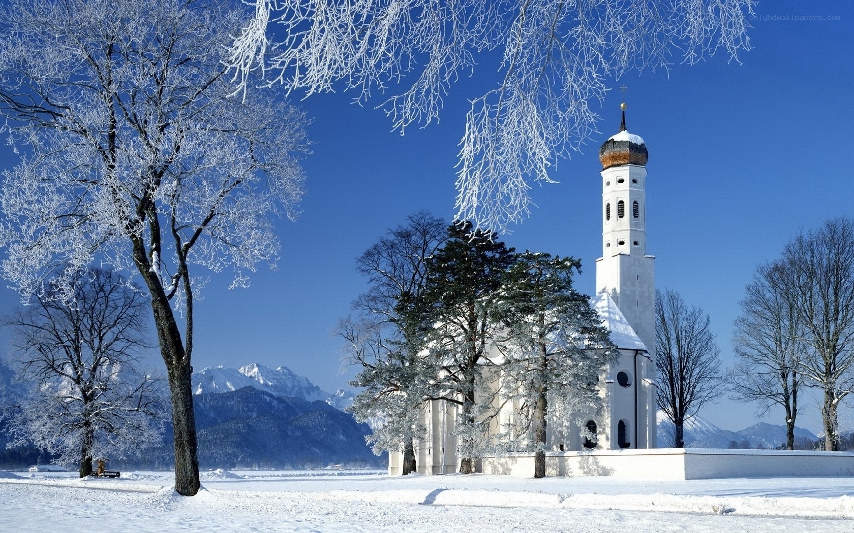 Snowy church in Bavaria