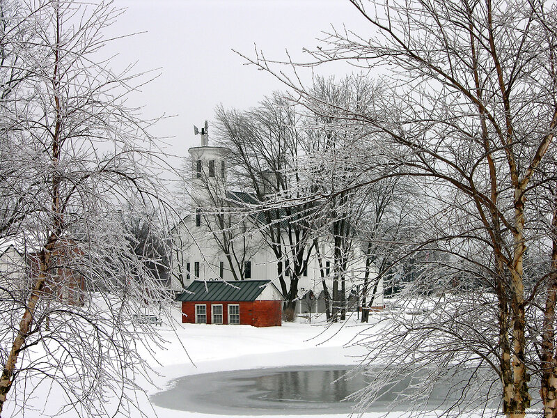 Snowy church in winter