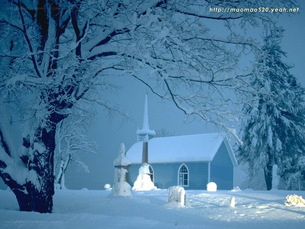 Snowy church in winter