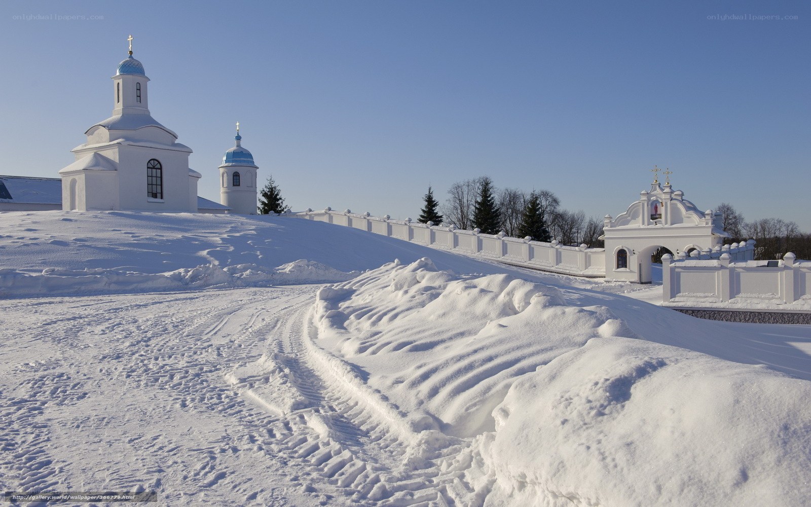 Snowy church in winter