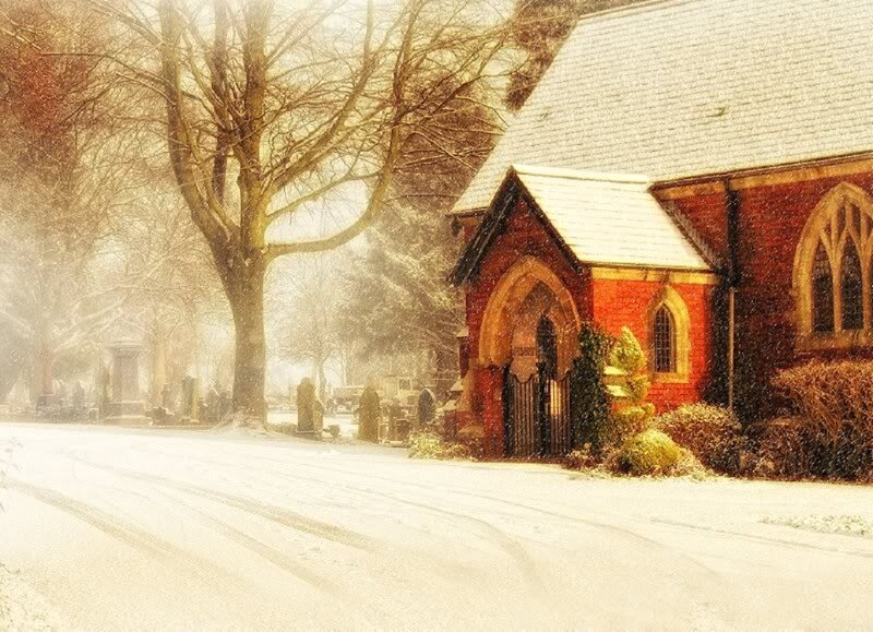 Snowy Church in Winter — White