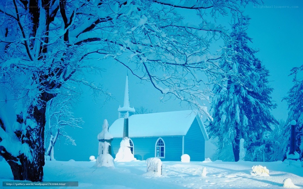 Snowy church in winter