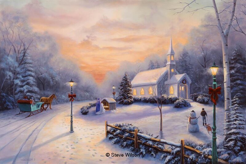 Snowy Church Scene