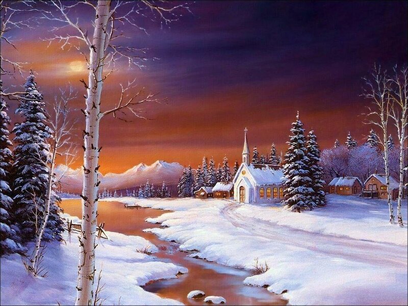 Snowy Church Village
