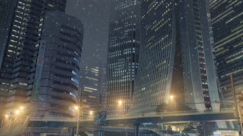 Snowy City at Night — Gray