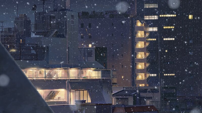 Snowy City Buildings — Blue