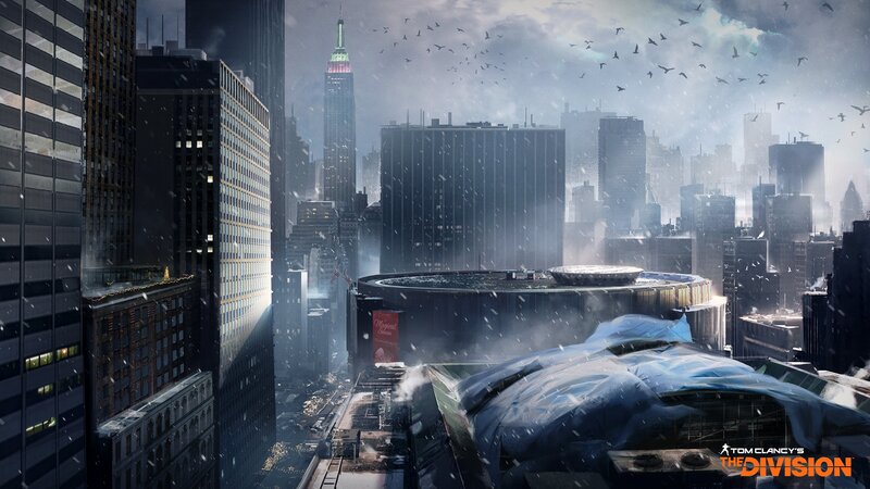 Snowy City Skyline — Gray