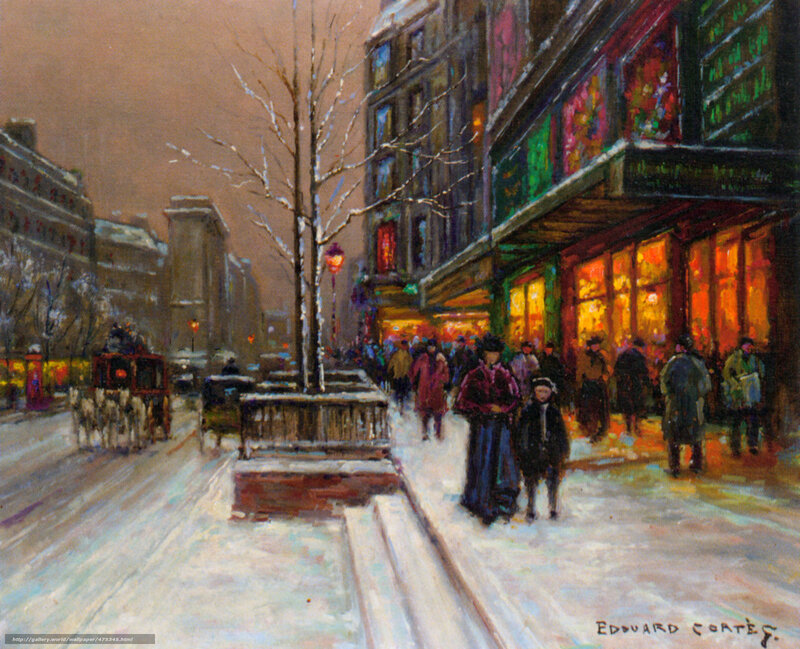 Snowy City Street at Night
