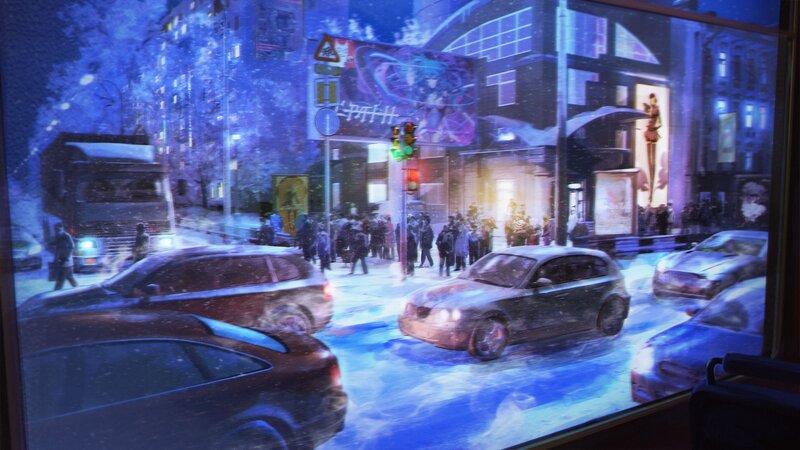 Snowy City Street — Blue, Dramatic