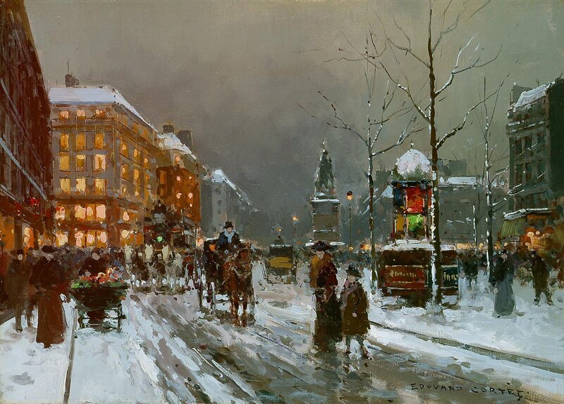 Snowy City Street — Gray, Dramatic