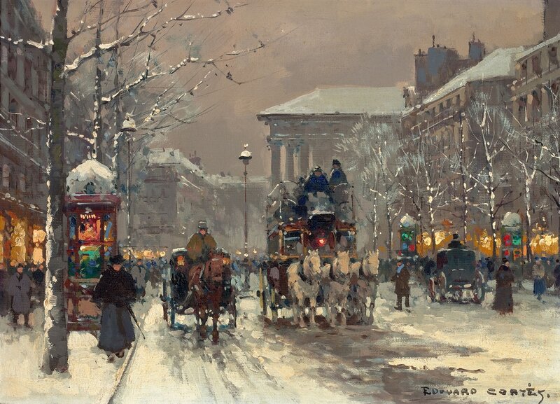 Snowy City Street — White, Busy