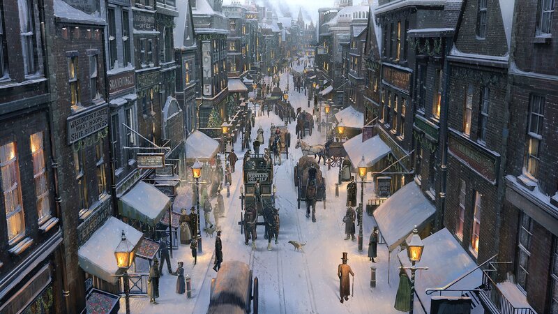 Snowy City Street — White, Busy, Winter