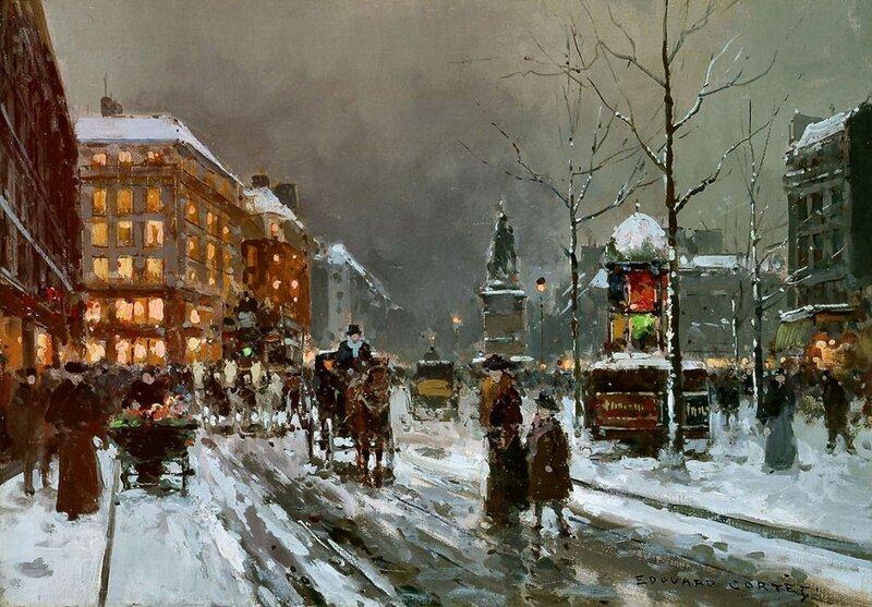 Snowy City Street — White, Dramatic