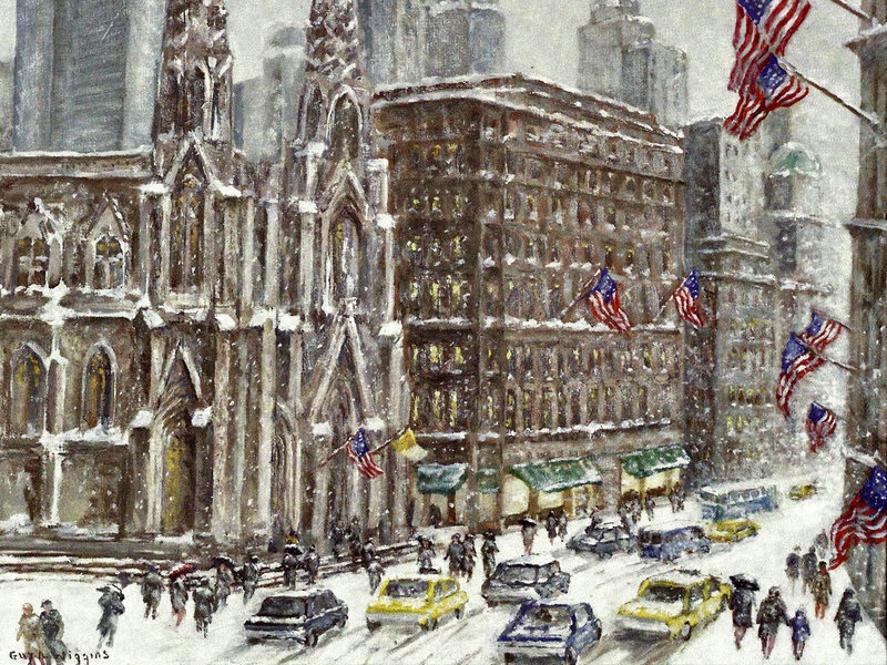 Snowy City Street — White