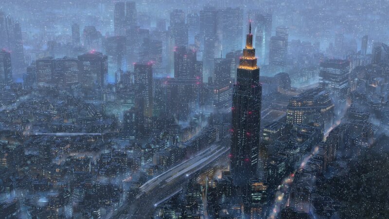 Snowy Cityscape at Night — Blue, Dramatic