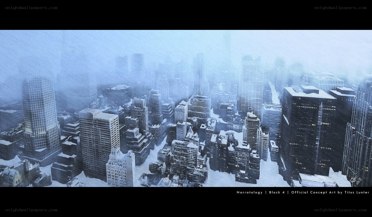 snowy cityscape concept art