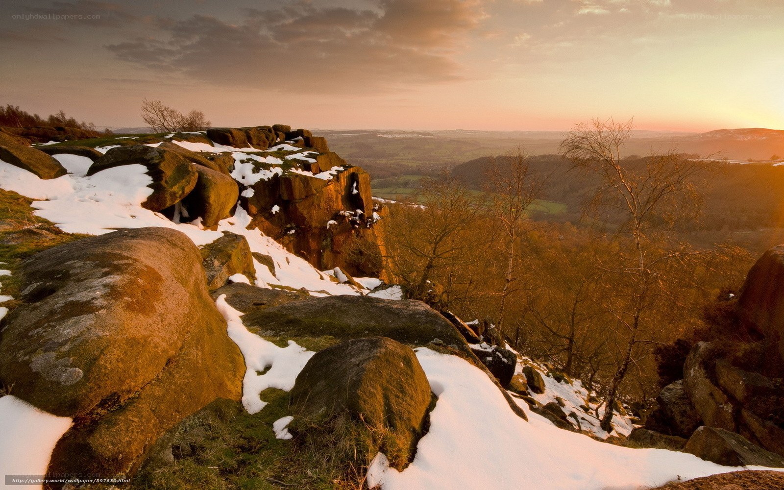 Snowy Cliffs at Sunset
