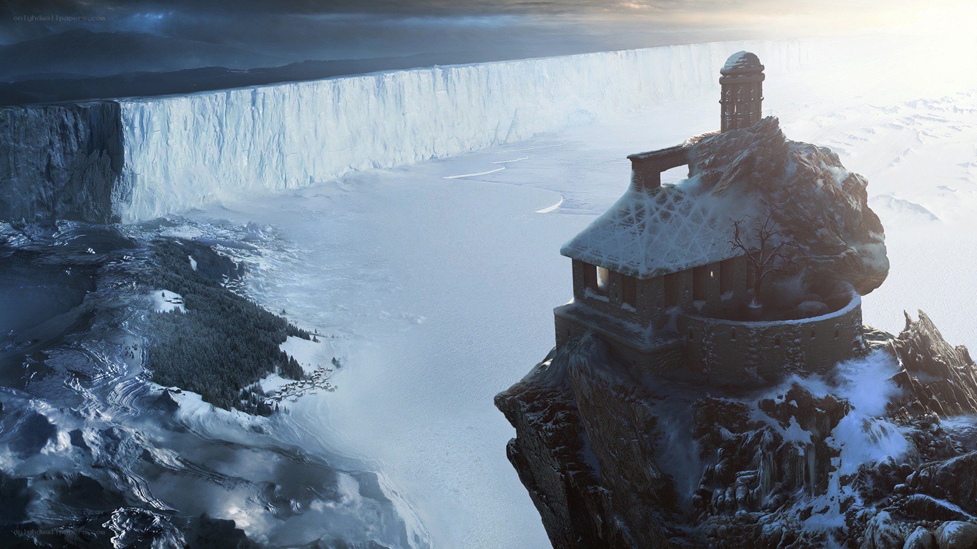 snowy cliffside fortress