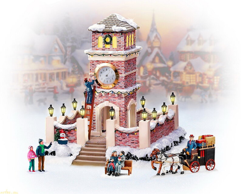 Snowy Clock Tower Scene