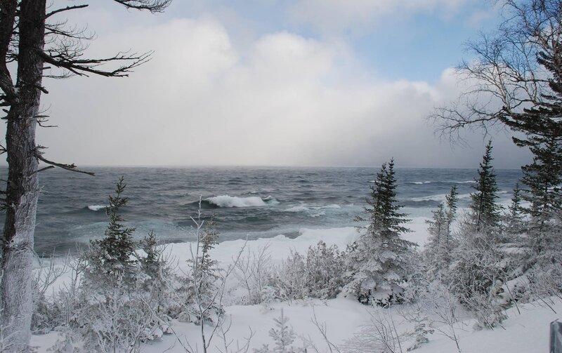 snowy coastal landscape