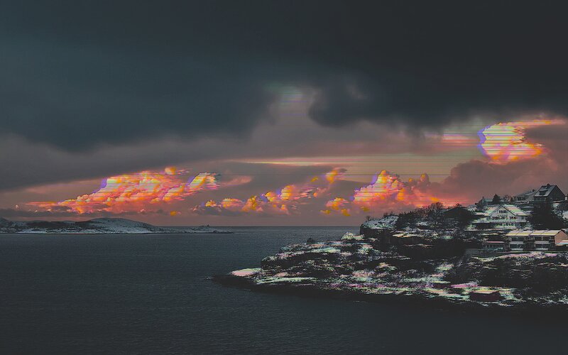Snowy Coastal Town