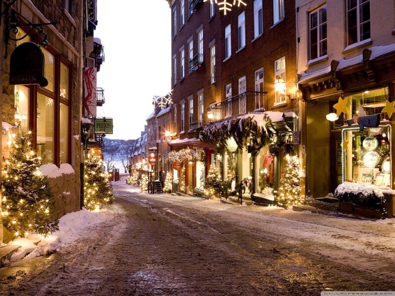 Snowy Cobblestone Street — Brown