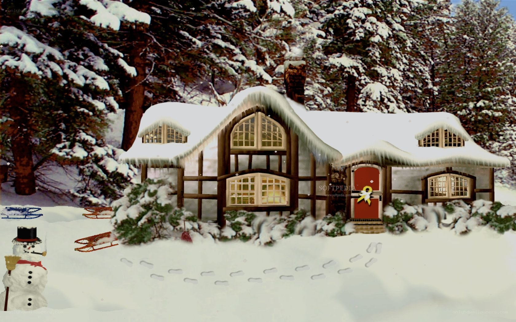 Snowy cottage in winter