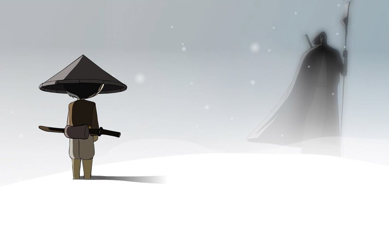 snowy duel between warriors