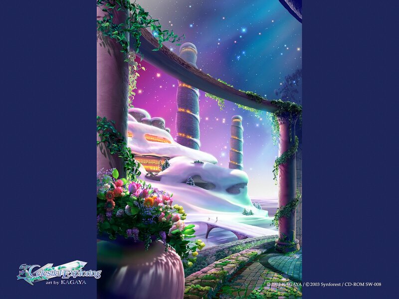 Snowy Fantasy Cityscape — Purple