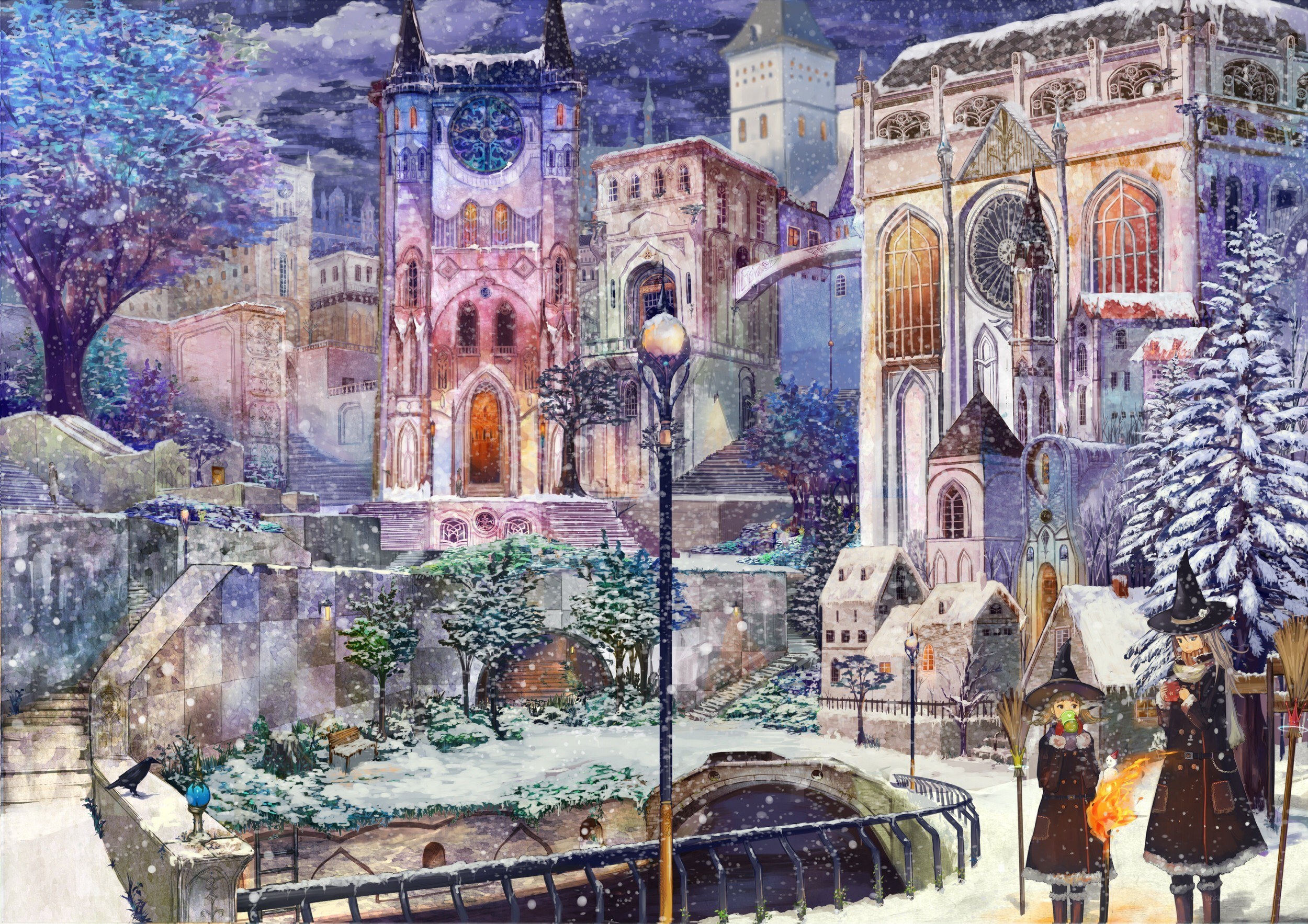 snowy fantasy cityscape