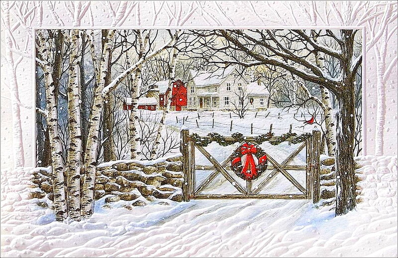 Snowy Farm Gate — White