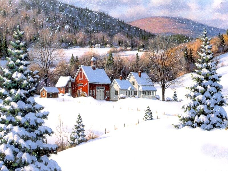 Snowy Farm in Winter