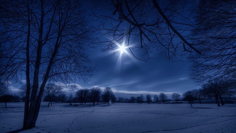 Snowy Field at Night — Blue, Serene