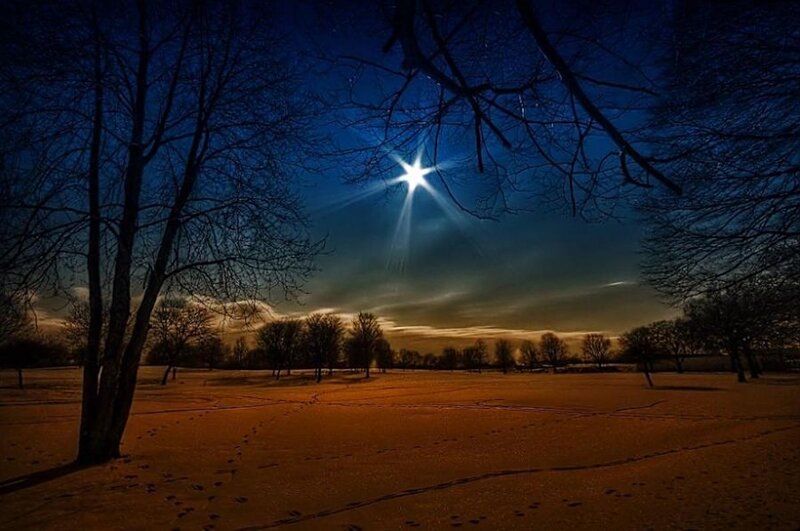 Snowy Field at Night
