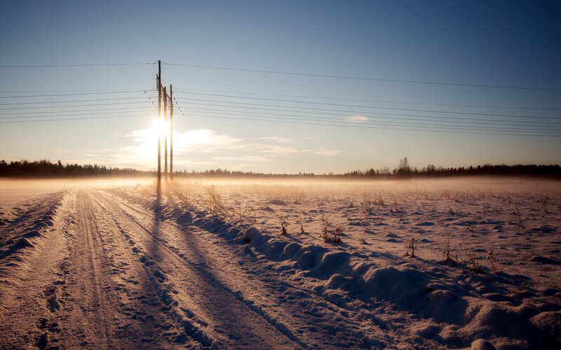 Snowy Field at Sunrise — Blue, Serene