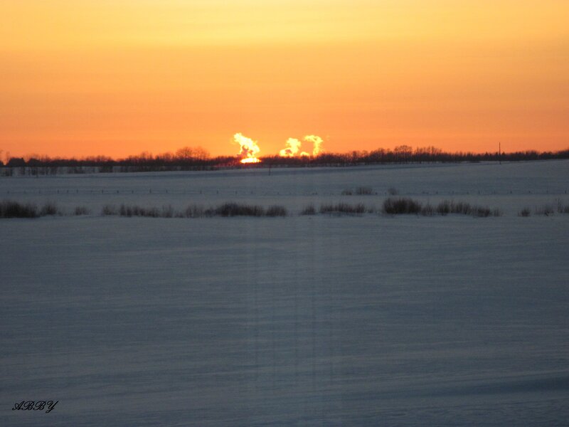 Snowy Field at Sunset — Orange