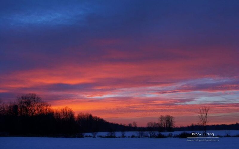 Snowy Field at Sunset — Purple, Dramatic, Winter