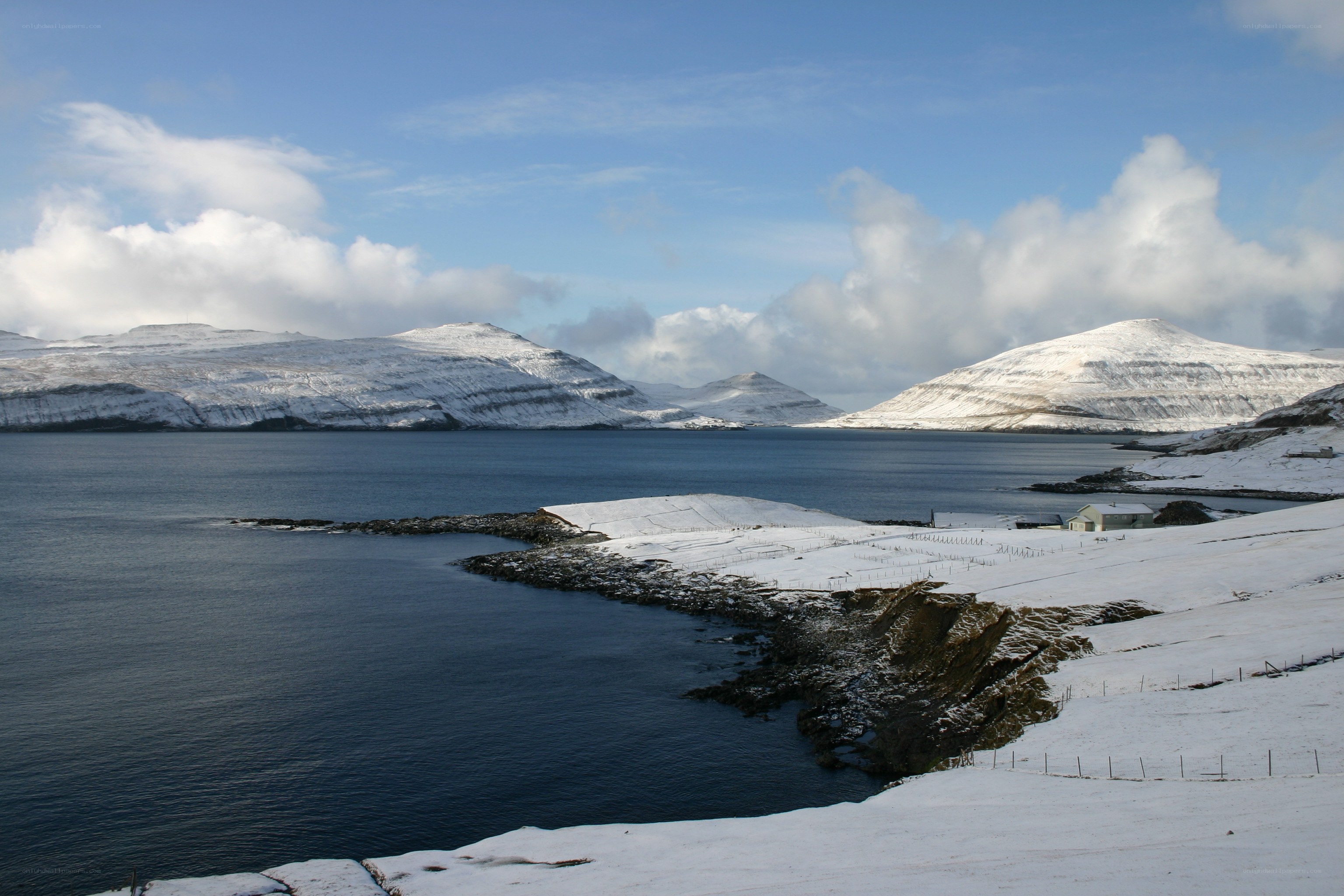 Snowy fjord landscape