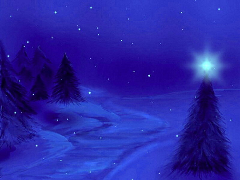 Snowy Forest at Night — Blue