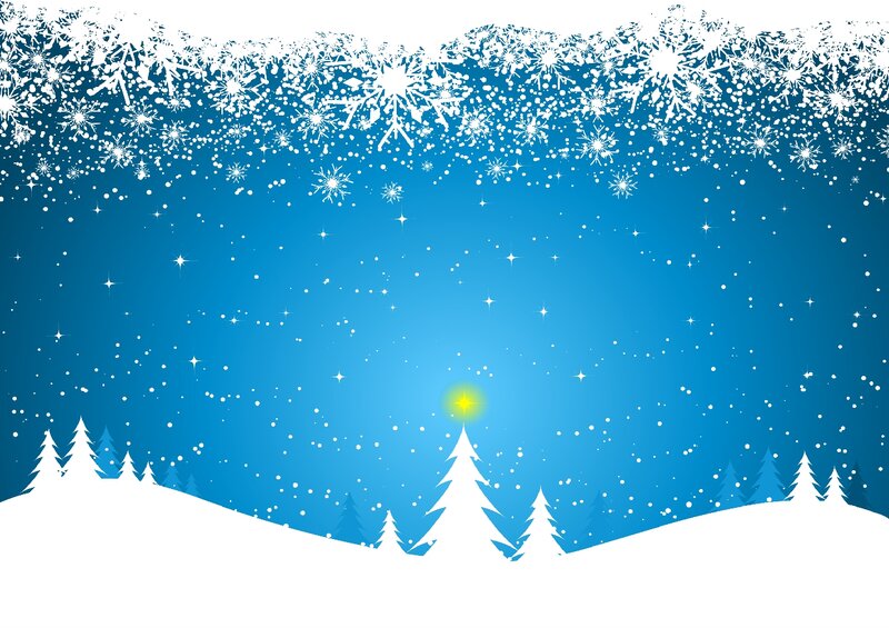 Snowy Forest Landscape — Blue, Serene, Night, Vector Art